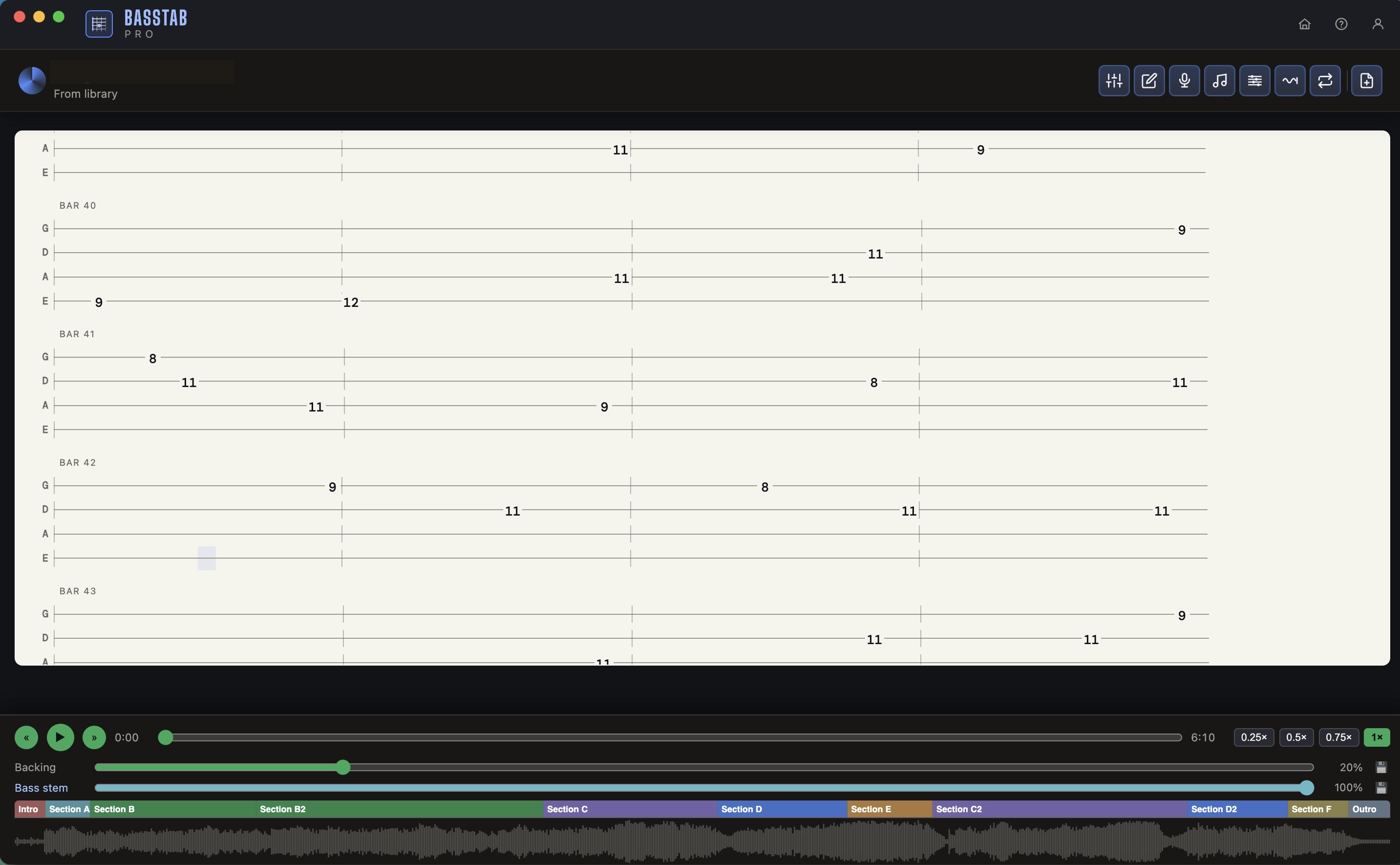 Basstab Pro interface